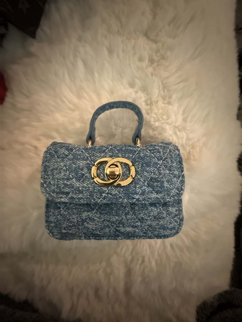 Denim and Gold Mini Purse/Bag.